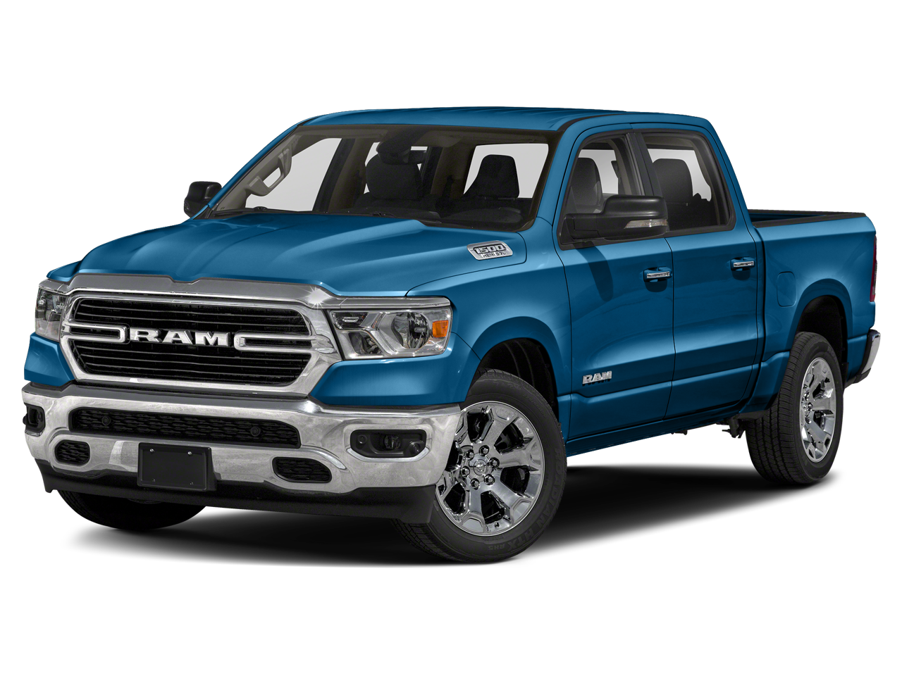 2019 RAM 1500 Big Horn/Lone Star in Blue Streak Pearlcoat — front three-quarter view