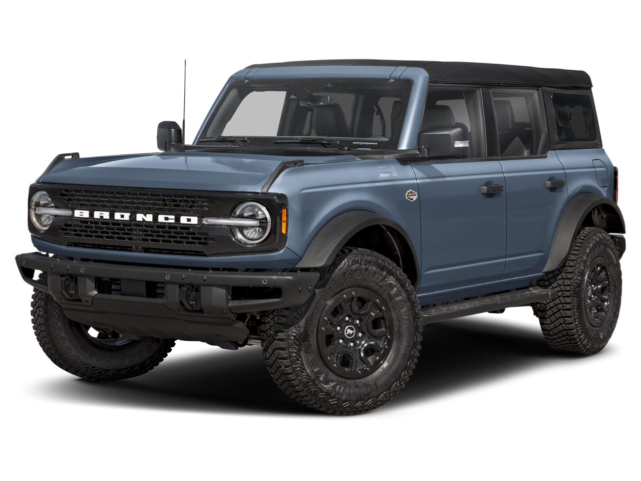 2024 Ford Bronco Wildtrak in Silver — front three-quarter view